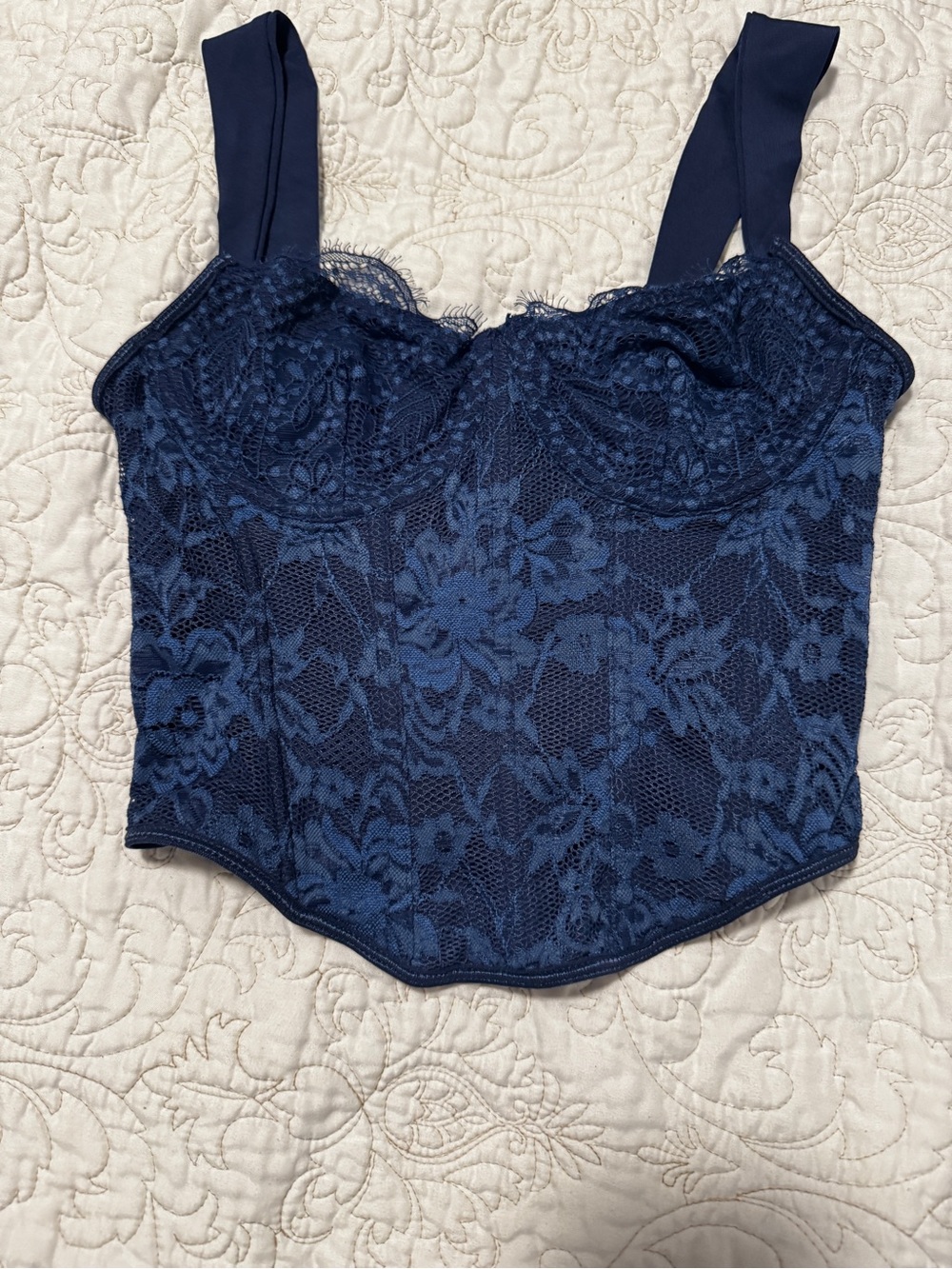 Women’s Navy Lace Bustier Tank Top